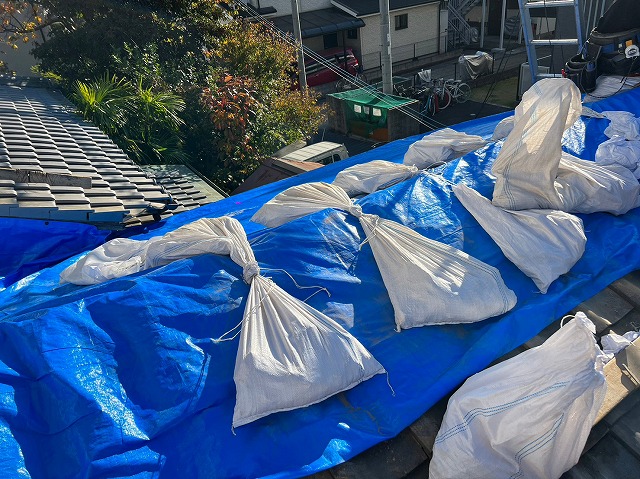 ブルーシート　養生